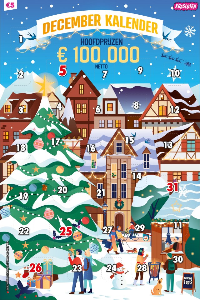Krasloten - 5 Euro December Kalender